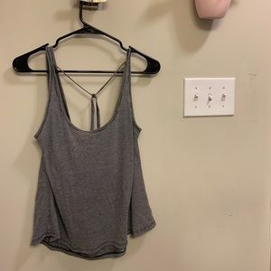 Loose, B&W striped workout tank w/ crisscross back